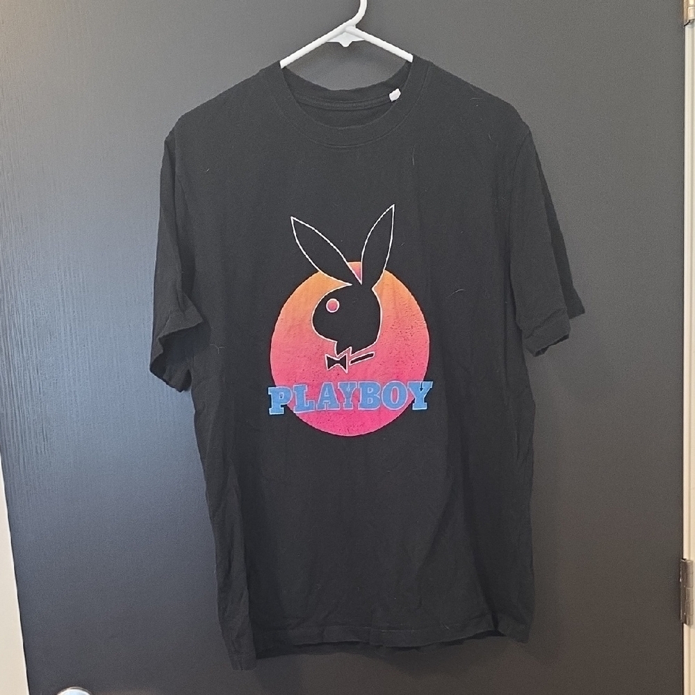 Playboy Black Tee with Vibrant Logo